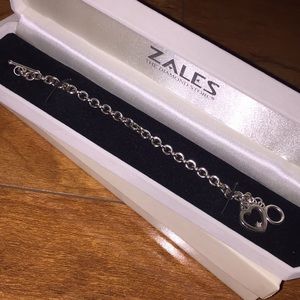 Sterling Silver Heart Toggle Bracelet with Diamond